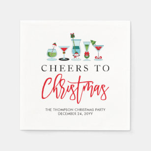Festive Cheers to Christmas Cocktail Holiday Party Napkin