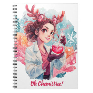 Festive Chemist Girl Watercolor Science Art Notebook