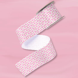 Festive Chequered Pattern , Cherries , Flower Ribb Satin Ribbon