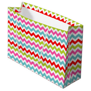Festive Chevron Pattern – Retro Holiday Stripes Large Gift Bag