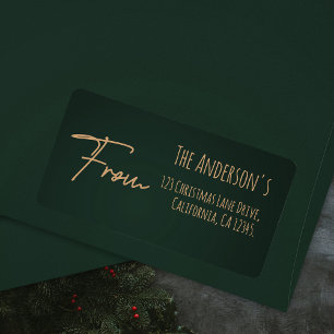 Festive Chic Elegant Rich Dark Green Address Label