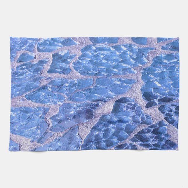 Festive Chic Glitter Blue Stones Kitchen Towel (Horizontal)