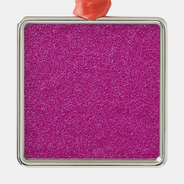 Festive Chic Pink Glitter Background Romantic Metal Ornament (Front)