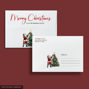 Festive Chic Santa Claus Red White Rustic Holiday Envelope