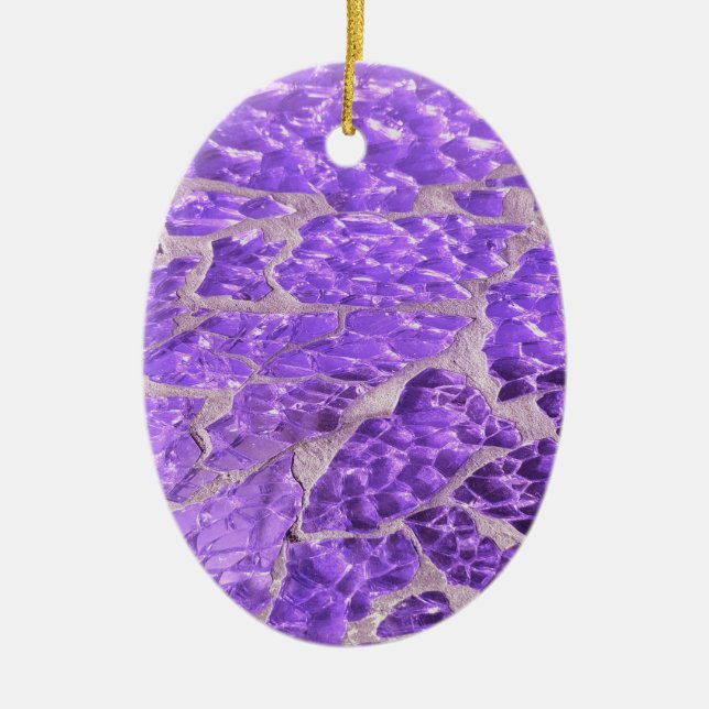 Festive Chic Shiny Purple Glitter Stones Ceramic Ornament (Front)
