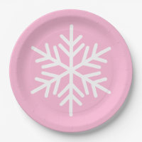 Festive Chic White Alpine Snowflake On Pastel Pink