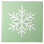 Festive Chic White Nordic Snowflake On Light Green Tile<br><div class="desc">This festive seasonal design features a single white Nordic snowflake centred on light green background.</div>