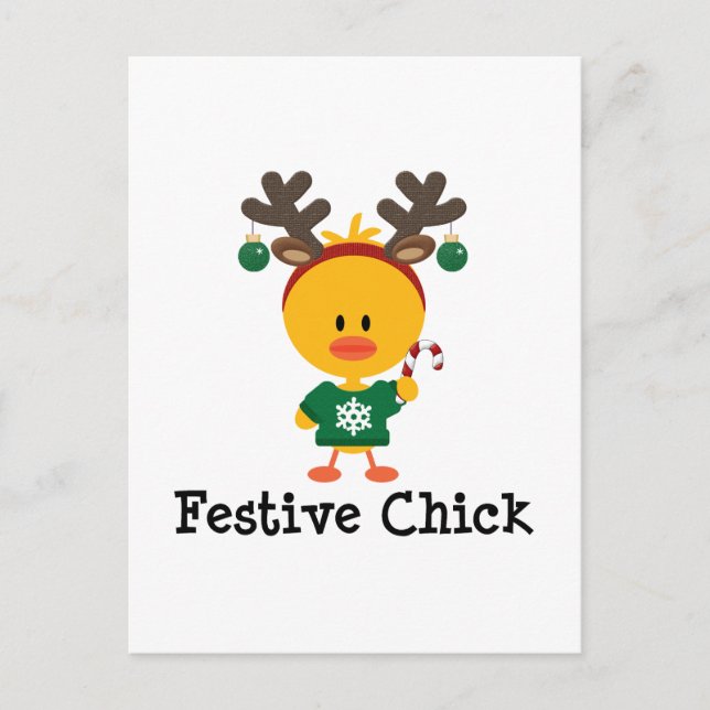 Festive Chick Postcard (Front)