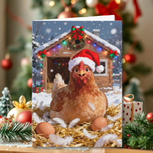 Festive Chicken and Christmas Puns   Funny Card