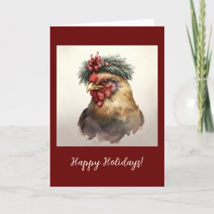 Festive Chicken Folded Holiday / Christmas Card