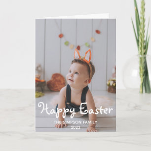 Festive Child with Rabbit Ears Happy Easter Photo Holiday Card