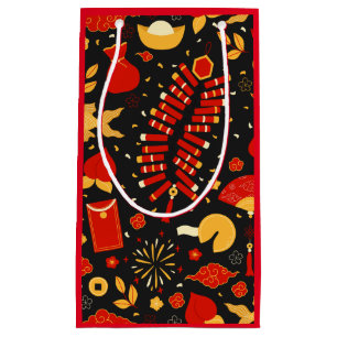 Festive Chinese New Year Celebration Red & Black Small Gift Bag