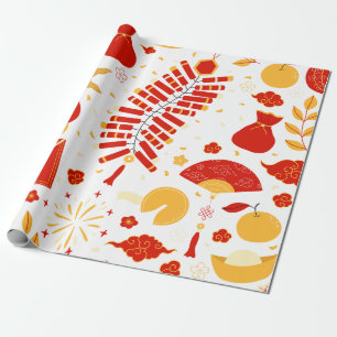 Festive Chinese New Year Pattern Wrapping Paper