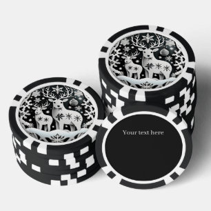 Festive Christmas 3dee reindeer add text Poker Chips