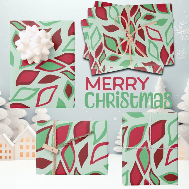 Festive Christmas Abstract Leaf Pattern Wrapping Paper Sheet (Creator Uploaded)