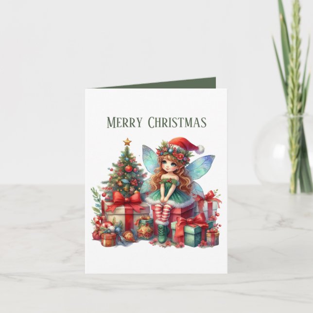 Festive Christmas add text Fairy Holiday Card (Front)