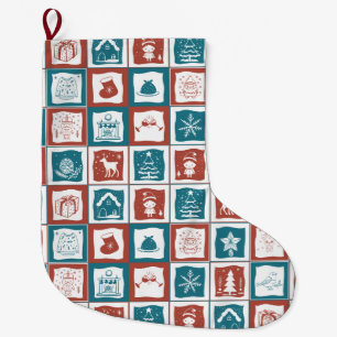 Festive Christmas Advent Calender Mosaic Tile Large Christmas Stocking