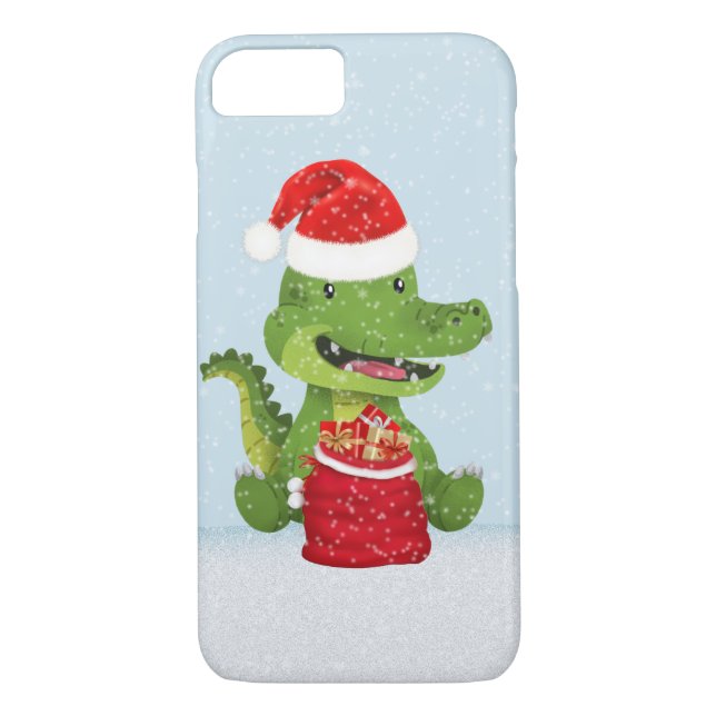 festive Christmas alligator Santa Case-Mate iPhone Case (Back)