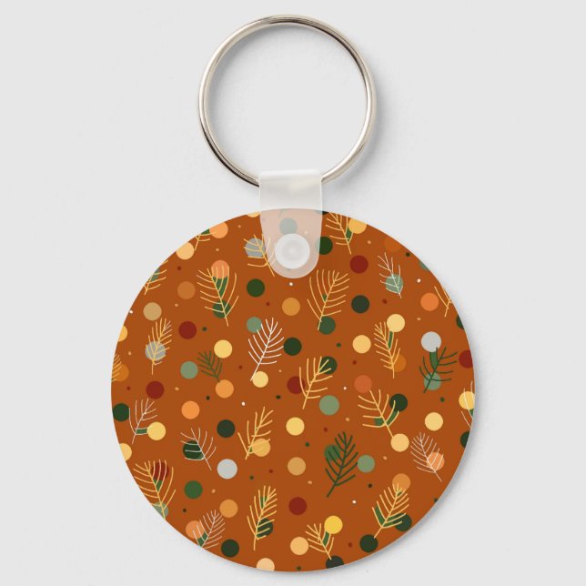 Festive Christmas and New Year pattern  Keychain (Front)