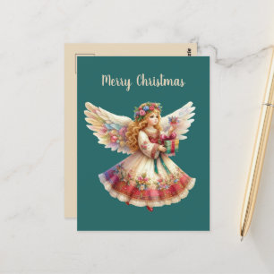 Festive Christmas Angel add message  Postcard