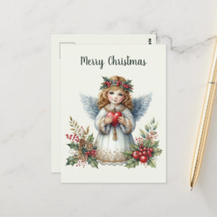 Festive Christmas Angel add message  Postcard