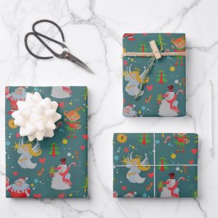 Festive Christmas Angels Wrapping Paper Sheet