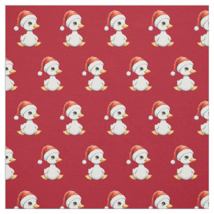 Festive Christmas Baby Goose with Santa Hat Red Fabric