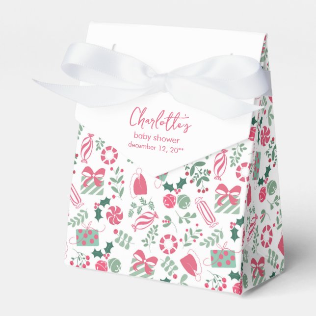 Festive Christmas Baby Shower Favor Box (Front Side)