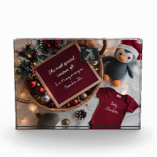 Festive Christmas basket pregnancy announcement  Photo Block