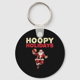 Festive Christmas Basketball Santa 2 Keychain