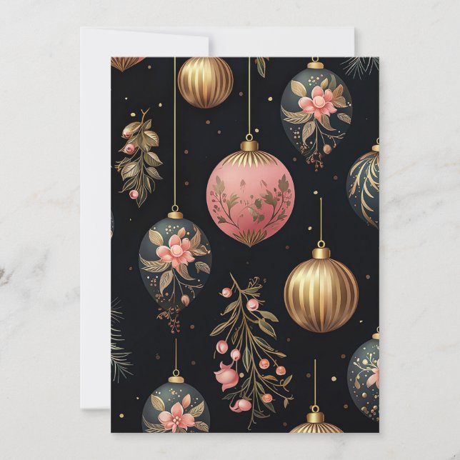 Festive Christmas Baubles Greeting Card (Front)