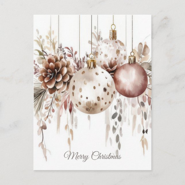 Festive Christmas Baubles Greeting Card (Front)