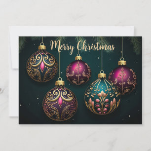 Festive Christmas Baubles Greeting Card