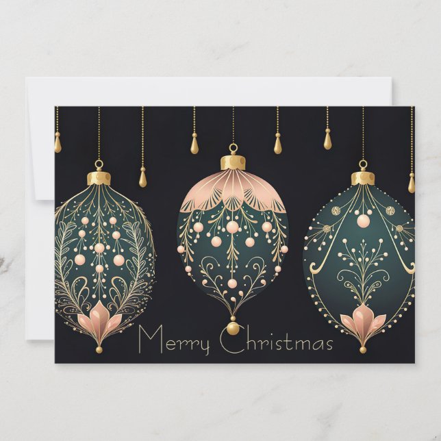 Festive Christmas Baubles Greeting Card (Front)