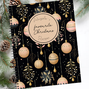 Festive Christmas Baubles Pattern Recipe Notebook