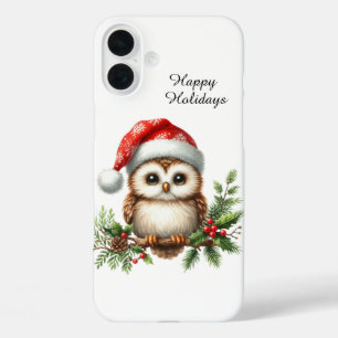 Festive Christmas beach customizable owl iPhone 16 Plus Case