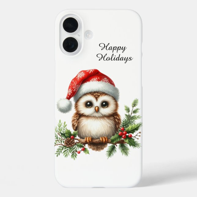Festive Christmas beach customizable owl Case-Mate iPhone Case (Back)