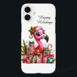 Festive Christmas beach customizable pink flamingo iPhone 16 Plus Case<br><div class="desc">Festive Christmas beach customizable pink flamingo iPhone 16 Plus Case</div>