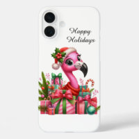 Festive Christmas beach customizable pink flamingo