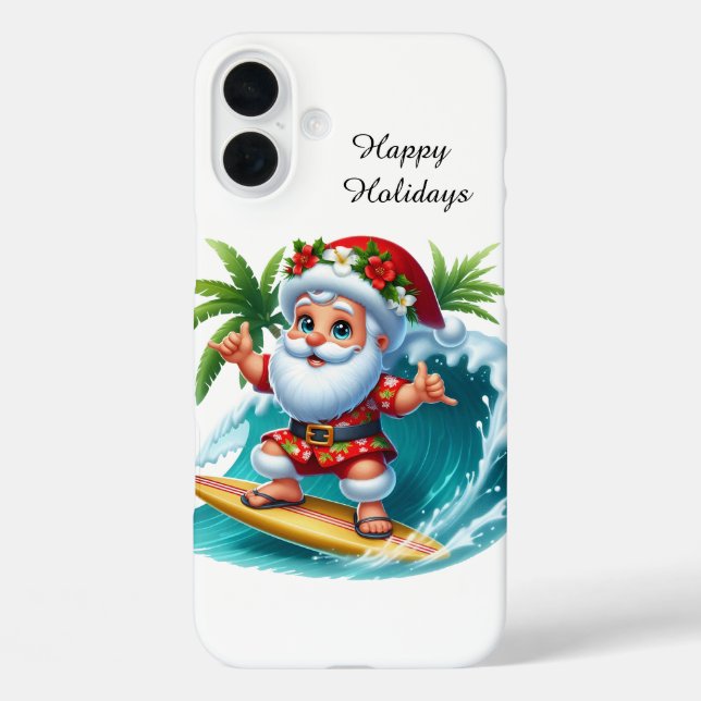 Festive Christmas beach customizable Santa  Case-Mate iPhone Case (Back)