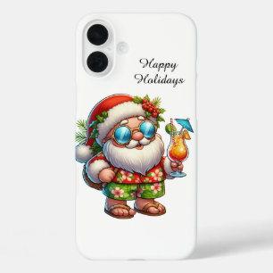 Festive Christmas beach customizable Santa  iPhone 16 Plus Case