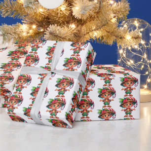Festive Christmas beach elf tiled pattern  Wrapping Paper