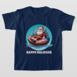 festive Christmas beach Santa add text watercolor  T-Shirt<br><div class="desc">festive Christmas beach Santa add text watercolor T-Shirt</div>
