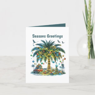Festive Christmas beach scene customizable Holiday Card