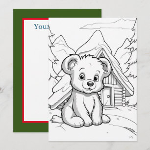 Festive Christmas bear add message  Holiday Card
