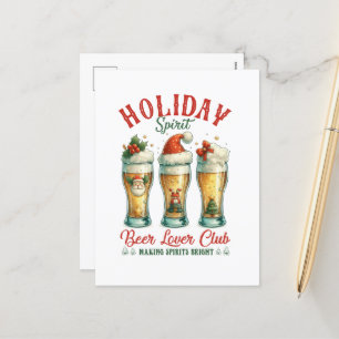 Festive Christmas beer club add message Holiday Postcard