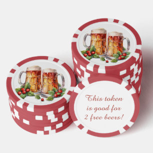 Festive Christmas beer free drinks Poker Chips
