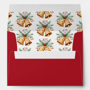 Festive Christmas Bells & Greenery Red Envelope