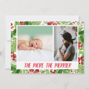 Festive Christmas Berry Birth Announcement Photo