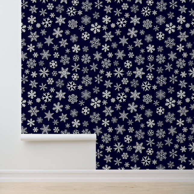 Festive Christmas blue white snowflake pattern  Wallpaper (Application)